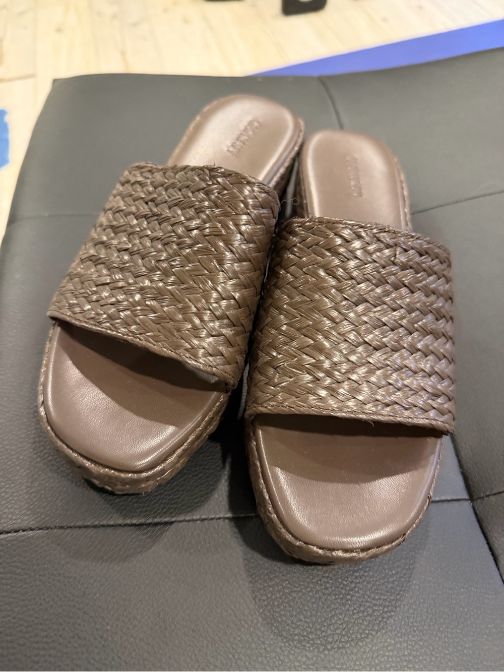Old Navy Brown Woven Slide Sandals